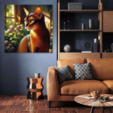 Beautiful Wall Art Canvas featuring a vibrant cat in a sunlit room with plants
