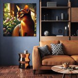 Beautiful Wall Art Canvas featuring a vibrant cat in a sunlit room with plants