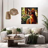 Beautiful cat wall art canvas depicting a serene scene with vibrant colours and a warm atmosphere
