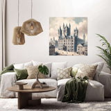Elegant wall art canvas featuring a historic castle in a serene landscape, perfect for home decor