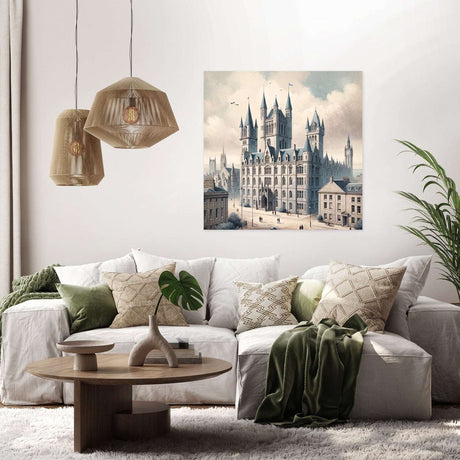 Elegant wall art canvas featuring a historic castle in a serene landscape, perfect for home decor