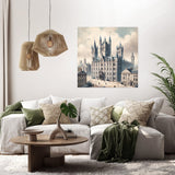 Elegant wall art canvas featuring a historic castle in a serene landscape, perfect for home decor