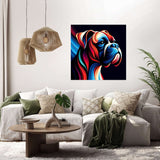 Vibrant wall art canvas featuring a colourful dog portrait, ideal for modern home decor.