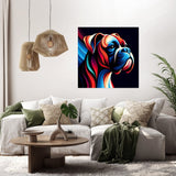 Vibrant wall art canvas featuring a colourful dog portrait, ideal for modern home decor.