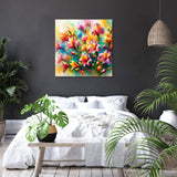 Vibrant floral wall art canvas by HOME ART HAVEN adding colour to a stylish bedroom decor