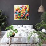 Vibrant floral wall art canvas by HOME ART HAVEN adding colour to a stylish bedroom decor