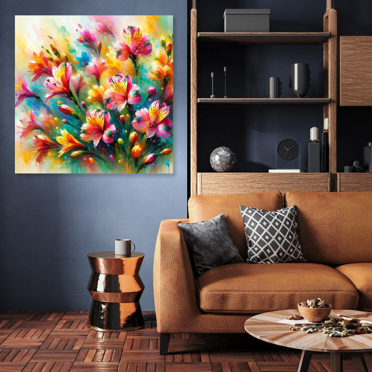 Vibrant Wall Art Canvas featuring a colourful floral design, perfect for modern home decor