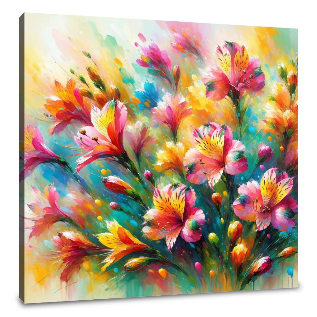Vibrant floral Wall Art Canvas featuring bright flowers in a colourful abstract design