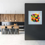 Vibrant Wall Art Canvas featuring colourful fruits in a modern kitchen setting
