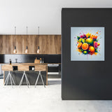 Vibrant Wall Art Canvas featuring colourful fruits in a modern kitchen setting
