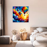 Colourful hot air balloons Wall Art Canvas in a vibrant room setting for home decor