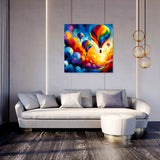 Vibrant Wall Art Canvas featuring colourful hot air balloons against a bright sky, ideal for modern living spaces