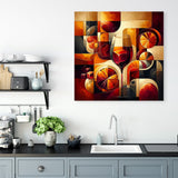 Stylish Wall Art Canvas featuring a vibrant abstract wine and fruit design for modern kitchens