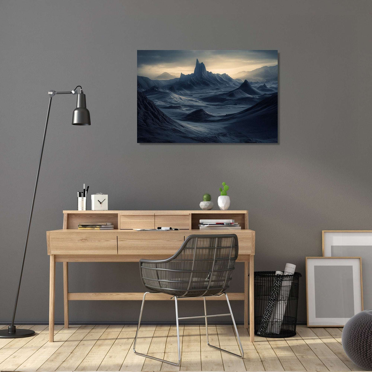 Stunning Wall Art Canvas featuring a dramatic mountain landscape, perfect for modern home decor