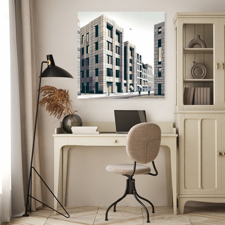 Contemporary Wall Art Canvas featuring urban architecture in a stylish living space
