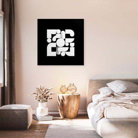 Contemporary Wall Art Canvas featuring abstract shapes in a modern bedroom setting