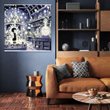 HOME ART HAVEN Wall Art Canvas featuring a whimsical wizard character in a potion-filled library