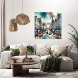 Vibrant Wall Art Canvas featuring a bustling city street scene, perfect for modern home decor