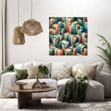 Geometric Wall Art Canvas featuring colourful book patterns, perfect for stylish home decor