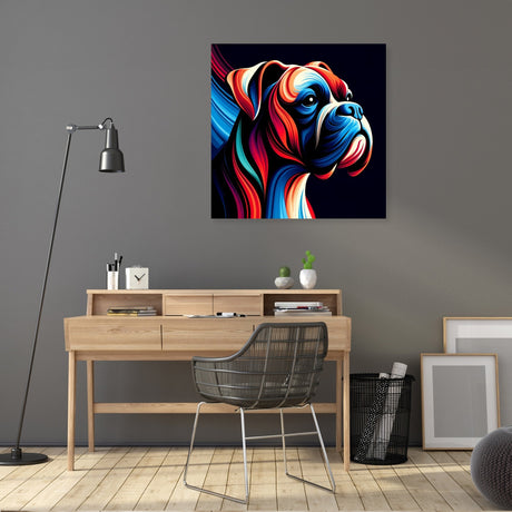 Colourful Wall Art Canvas featuring a stylised dog portrait for modern home decor