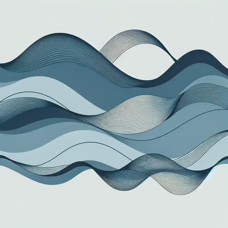 Abstract Wall Art Canvas featuring flowing blue waves with soft lines and gradients for modern decor