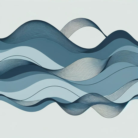Abstract Wall Art Canvas featuring flowing blue waves with soft lines and gradients for modern decor