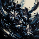 Elegant Wall Art Canvas featuring dark floral design with textured brush strokes