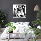 Stylish wall art canvas featuring a large bulldog in a classical setting for modern home decor