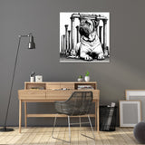 Stylish wall art canvas featuring a Shar Pei dog in front of historic columns for modern decor