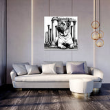 Stylish Wall Art Canvas featuring a dog against a backdrop of classical columns, perfect for modern interiors