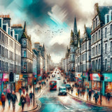 Vibrant cityscape Wall Art Canvas capturing busy streets and architecture in urban life