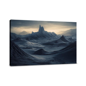 Breathtaking Wall Art Canvas depicting a dramatic mountain landscape at dusk