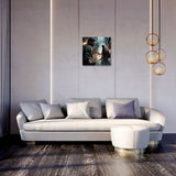 Stylish living room featuring Wall Art Canvas depicting a dramatic scene on the wall above a modern sofa
