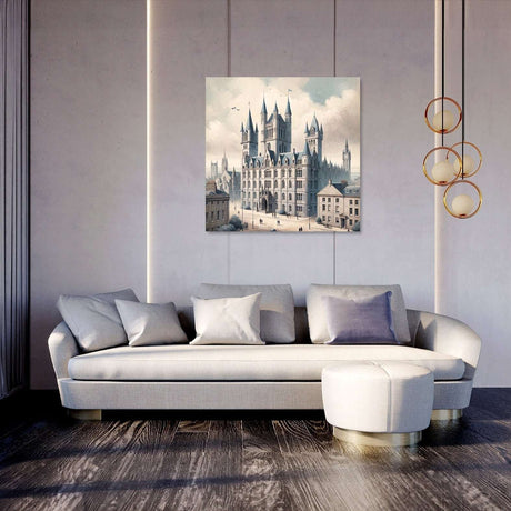 Elegant wall art canvas depicting a grand castle landscape for modern home decor