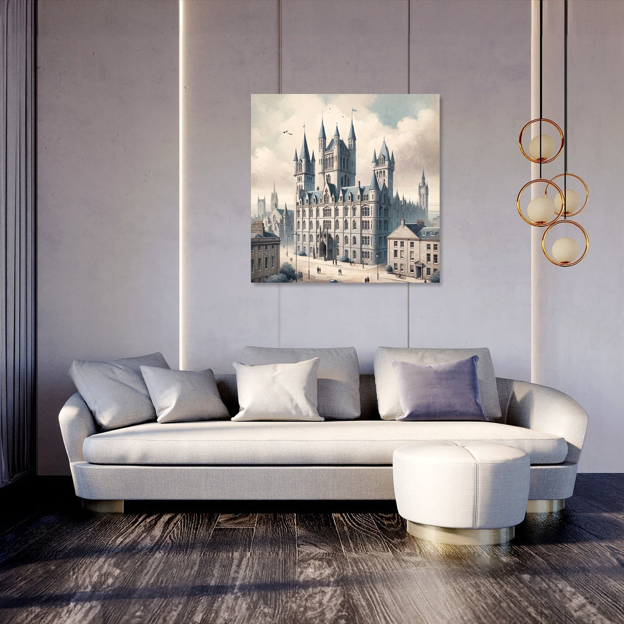 Elegant wall art canvas depicting a grand castle landscape for modern home decor