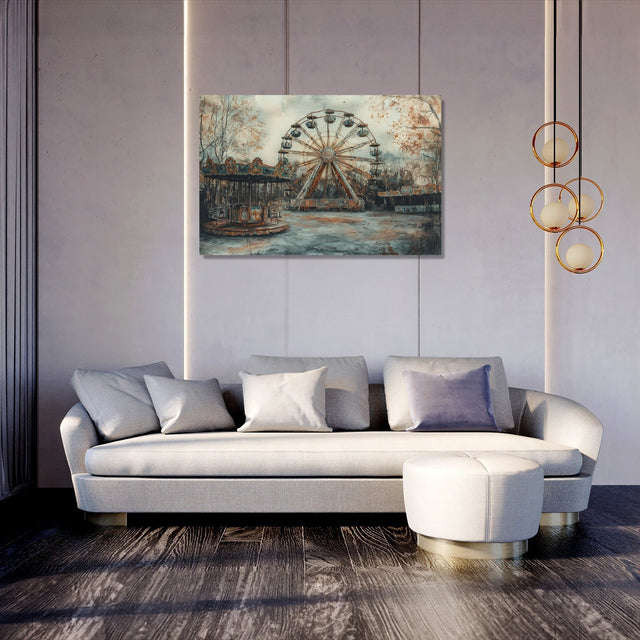 Beautiful Wall Art Canvas featuring a serene ferris wheel scene, perfect for modern home decor