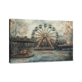 Vintage Ferris wheel and carousel Wall Art Canvas for nostalgic home decor