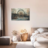 Wall Art Canvas featuring a vintage ferris wheel in a serene home setting