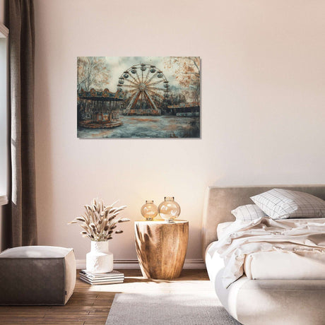 Wall Art Canvas featuring a vintage ferris wheel in a serene home setting