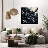 Elegant Wall Art Canvas featuring dark florals against a swirling background for modern decor