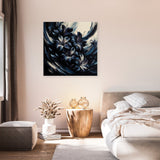 Elegant wall art canvas featuring dark floral design, perfect for enhancing modern home decor
