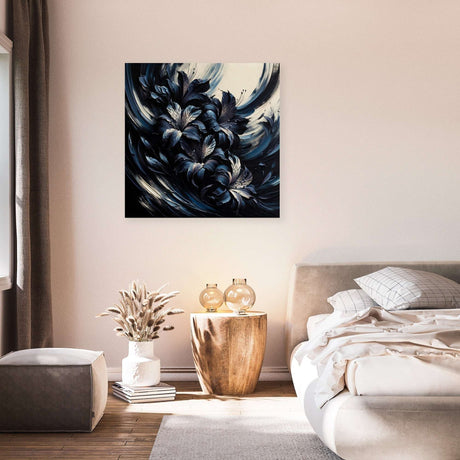 Elegant wall art canvas featuring dark floral design, perfect for enhancing modern home decor