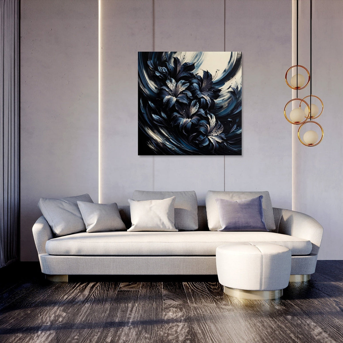 Elegant wall art canvas featuring abstract floral design, ideal for modern living spaces