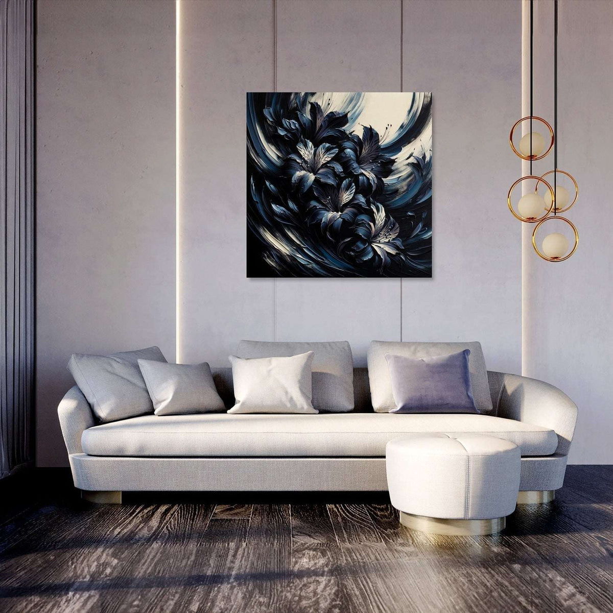 Elegant wall art canvas featuring abstract floral design, ideal for modern living spaces