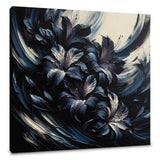 Elegant Wall Art Canvas featuring dark floral design with swirling brush strokes for home decor