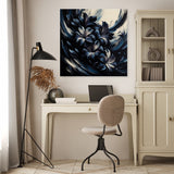 Abstract floral design Wall Art Canvas in a stylish home office setting