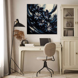Abstract floral design Wall Art Canvas in a stylish home office setting