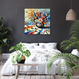 Vibrant wall art canvas featuring abstract flowers in a vase for contemporary home decor
