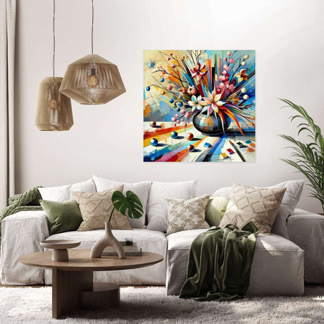 Bright and vibrant Wall Art Canvas featuring a floral arrangement in a vase, perfect for modern home decor
