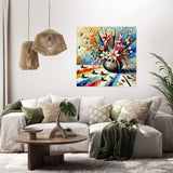 Bright and vibrant Wall Art Canvas featuring a floral arrangement in a vase, perfect for modern home decor